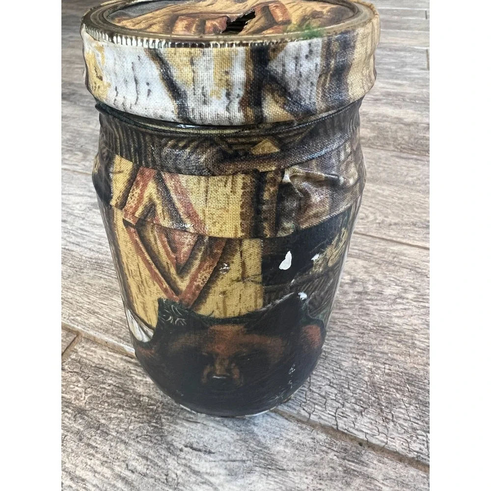 Hunting Man Cave Mason Jar Decoupage Handmade‎ Storage Hunting Wildlife Camo